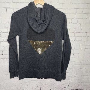 Victoria's Secret THE HOODIE Grey Full Zip Heart Small Long Sleeve Cozy Jacket